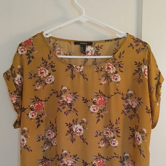 Forever 21 Floral Mustard Blouse - Picture 3 of 8